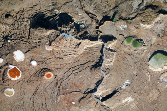 Aerial Photo (Balloon) from 2014 at the Dead Sea (Canyons, Springs and Sinkholes).